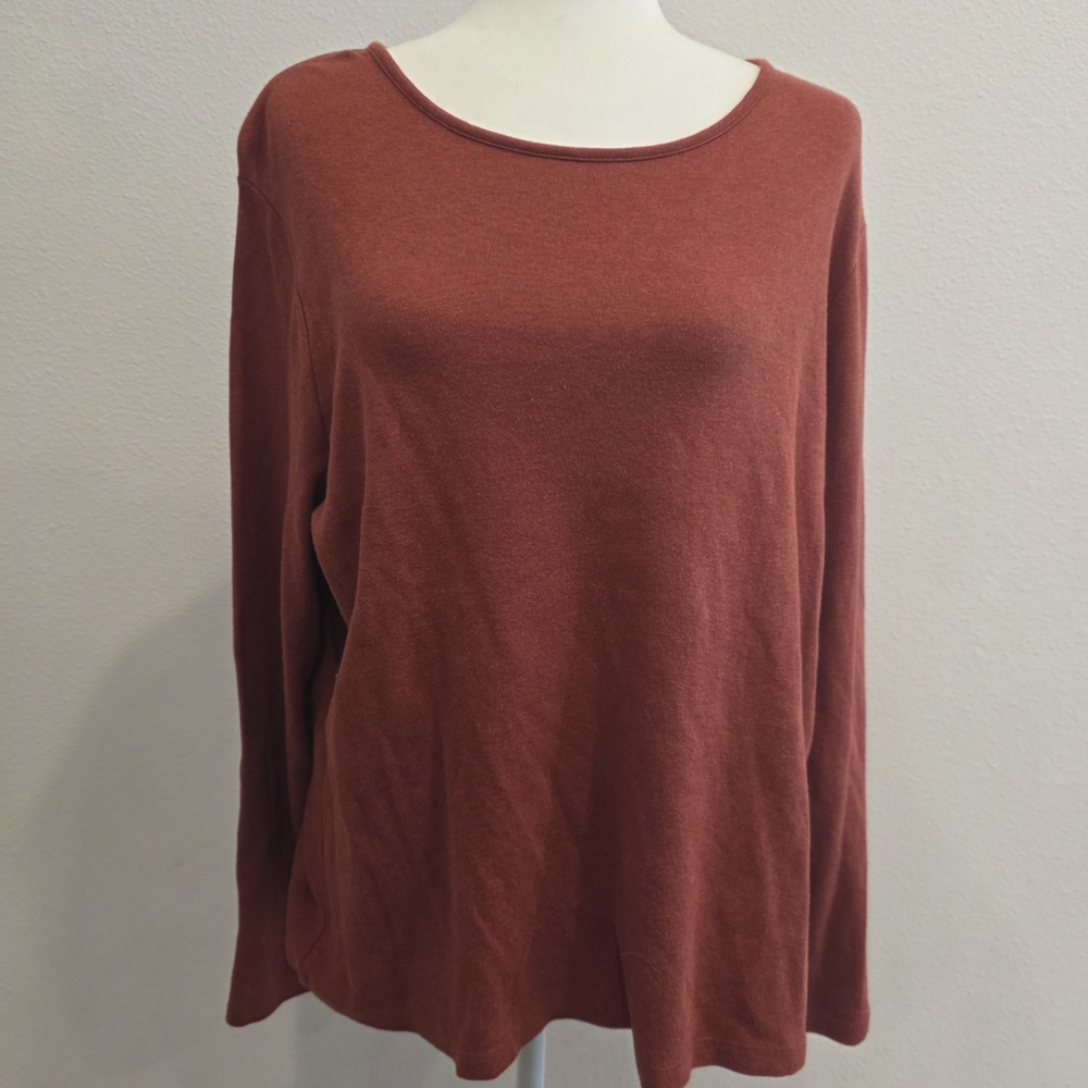 Croft & Barrow Women's Terracotta Long Sleeve Top